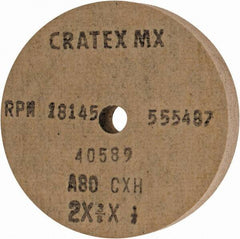 Cratex - 2" Diam x 1/4" Hole x 3/8" Thick, 80 Grit Surface Grinding Wheel - Aluminum Oxide, Type 1, Medium Grade, 18,145 Max RPM, No Recess - Exact Industrial Supply
