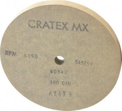 Cratex - 6" Diam x 1/2" Hole x 1/2" Thick, 80 Grit Surface Grinding Wheel - Aluminum Oxide, Type 1, Medium Grade, 6,050 Max RPM, No Recess - Exact Industrial Supply