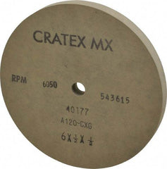 Cratex - 6" Diam x 1/2" Hole x 1/2" Thick, 120 Grit Surface Grinding Wheel - Aluminum Oxide, Type 1, Fine Grade, 6,050 Max RPM, No Recess - Exact Industrial Supply