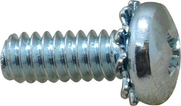 Value Collection - #10-24 UNC, 1/2" Length Under Head Phillips Drive Machine Screw - Pan Head, Grade J82 Steel, Zinc-Plated Finish, External Tooth - Exact Industrial Supply