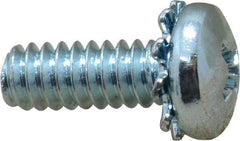 Value Collection - #10-24 UNC, 1/2" Length Under Head Phillips Drive Machine Screw - Pan Head, Grade J82 Steel, Zinc-Plated Finish, External Tooth - Exact Industrial Supply
