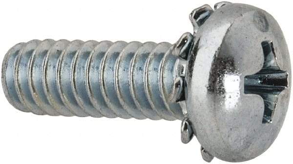 Value Collection - #10-24 UNC, 5/8" Length Under Head Phillips Drive Machine Screw - Pan Head, Grade J82 Steel, Zinc-Plated Finish, External Tooth - Exact Industrial Supply