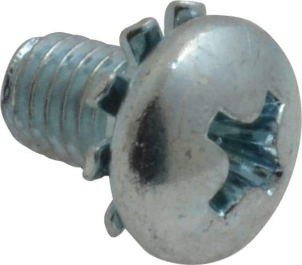 Value Collection - #10-32 UNF, 5/16" Length Under Head Phillips Drive Machine Screw - Pan Head, Grade J82 Steel, Zinc-Plated Finish, External Tooth - Exact Industrial Supply
