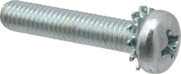 Value Collection - #10-32 UNF, 1" Length Under Head Phillips Drive Machine Screw - Pan Head, Grade J82 Steel, Zinc-Plated Finish, External Tooth - Exact Industrial Supply