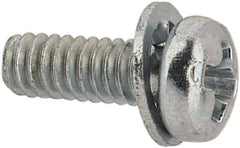 Value Collection - #2-56 UNC, 1/4" Length Under Head Phillips Drive Machine Screw - Pan Head, Grade J82 Steel, Zinc-Plated Finish, Internal Tooth - Exact Industrial Supply