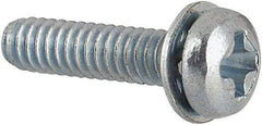 Value Collection - #2-56 UNC, 3/8" Length Under Head Phillips Drive Machine Screw - Pan Head, Grade J82 Steel, Zinc-Plated Finish, Internal Tooth - Exact Industrial Supply