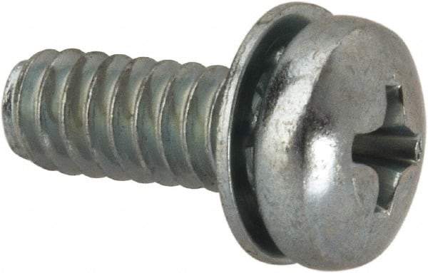 Value Collection - #10-24 UNC, 1/2" Length Under Head Phillips Drive Machine Screw - Pan Head, Grade J82 Steel, Zinc-Plated Finish, Internal Tooth - Exact Industrial Supply