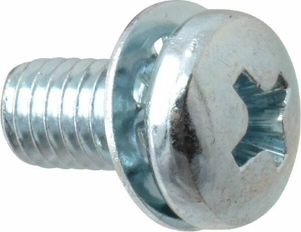 Value Collection - #10-32 UNF, 3/8" Length Under Head Phillips Drive Machine Screw - Pan Head, Grade J82 Steel, Zinc-Plated Finish, Internal Tooth - Exact Industrial Supply