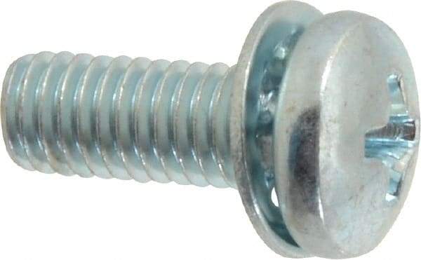 Value Collection - #10-32 UNF, 1/2" Length Under Head Phillips Drive Machine Screw - Pan Head, Grade J82 Steel, Zinc-Plated Finish, Internal Tooth - Exact Industrial Supply