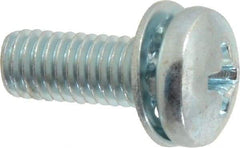 Value Collection - #10-32 UNF, 1/2" Length Under Head Phillips Drive Machine Screw - Pan Head, Grade J82 Steel, Zinc-Plated Finish, Internal Tooth - Exact Industrial Supply