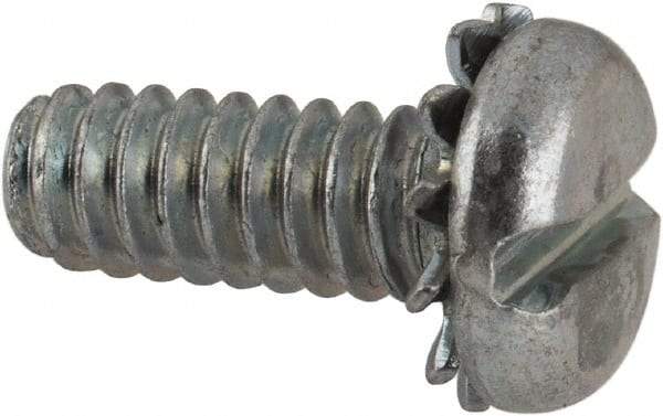 Value Collection - #10-24 UNC, 1/2" Length Under Head Slotted Drive Machine Screw - Pan Head, Grade J82 Steel, Zinc-Plated Finish, External Tooth - Exact Industrial Supply