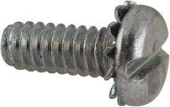 Value Collection - #10-24 UNC, 1/2" Length Under Head Slotted Drive Machine Screw - Pan Head, Grade J82 Steel, Zinc-Plated Finish, External Tooth - Exact Industrial Supply