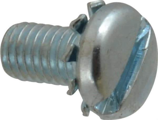 Value Collection - #10-32 UNF, 3/8" Length Under Head Slotted Drive Machine Screw - Pan Head, Grade J82 Steel, Zinc-Plated Finish, External Tooth - Exact Industrial Supply
