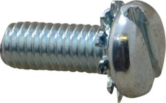 Value Collection - #10-32 UNF, 1/2" Length Under Head Slotted Drive Machine Screw - Pan Head, Grade J82 Steel, Zinc-Plated Finish, External Tooth - Exact Industrial Supply