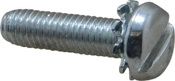 Value Collection - #10-32 UNF, 3/4" Length Under Head Slotted Drive Machine Screw - Pan Head, Grade J82 Steel, Zinc-Plated Finish, External Tooth - Exact Industrial Supply