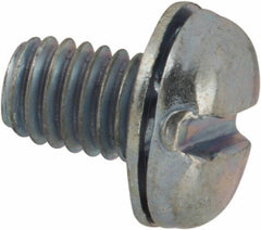 Value Collection - #10-32 UNF, 5/16" Length Under Head Slotted Drive Machine Screw - Pan Head, Grade J82 Steel, Zinc-Plated Finish, Internal Tooth - Exact Industrial Supply