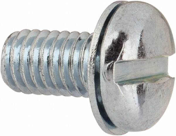 Value Collection - #10-32 UNF, 3/8" Length Under Head Slotted Drive Machine Screw - Pan Head, Grade J82 Steel, Zinc-Plated Finish, Internal Tooth - Exact Industrial Supply