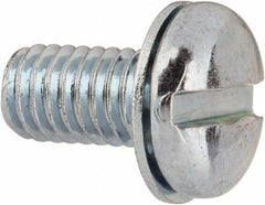 Value Collection - #10-32 UNF, 3/8" Length Under Head Slotted Drive Machine Screw - Pan Head, Grade J82 Steel, Zinc-Plated Finish, Internal Tooth - Exact Industrial Supply