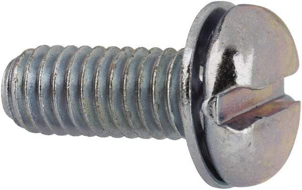 Value Collection - #10-32 UNF, 1/2" Length Under Head Slotted Drive Machine Screw - Pan Head, Grade J82 Steel, Zinc-Plated Finish, Internal Tooth - Exact Industrial Supply