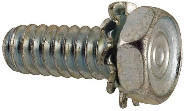 Value Collection - #10-24 UNC, 1/2" Length Under Head Hex Drive Machine Screw - Hex Head, Grade J82 Steel, Zinc-Plated Finish, External Tooth - Exact Industrial Supply