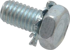 Value Collection - #10-32 UNF, 3/8" Length Under Head Hex Drive Machine Screw - Hex Head, Grade J82 Steel, Zinc-Plated Finish, External Tooth - Exact Industrial Supply