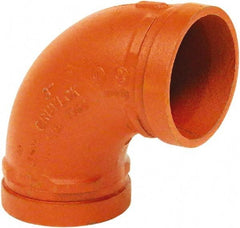 Made in USA - Size 4", Class 150, Malleable Iron Orange Pipe 90° Elbow - Grooved End Connection - Exact Industrial Supply
