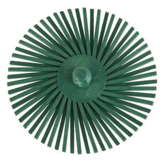 3M - 3" Diam, Type R Quick Change Radial Bristle Brush - 50 Grit, Coarse Grade, 25,000 Max RPM, Green - Exact Industrial Supply