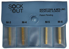 Sock It Out - 4 Piece Button Head Cap Screw Extractor Set - Screw Range 3 to 6mm - Exact Industrial Supply