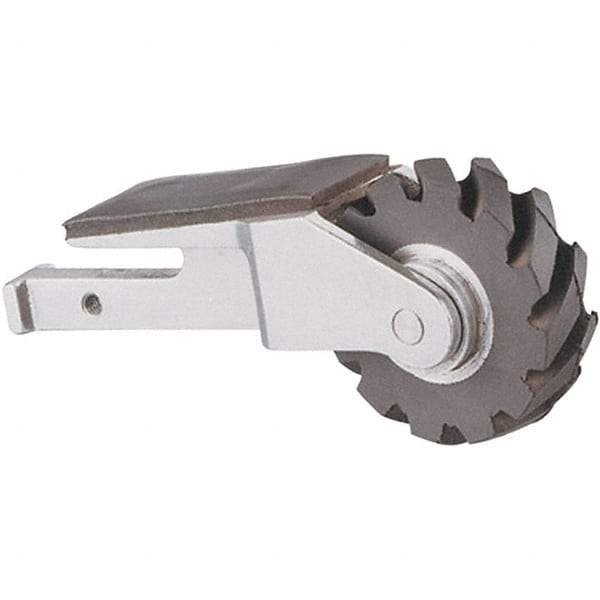 Dynabrade - 5/8" Wide Contact Arm - 18" Belt Length x 1" Belt Width, Serrated, Rubber, 40" Contact Wheel Diam - Exact Industrial Supply