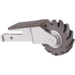 Dynabrade - 5/8" Wide Contact Arm - 18" Belt Length x 1" Belt Width, Serrated, Rubber, 40" Contact Wheel Diam - Exact Industrial Supply