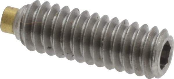 Made in USA - 1/4-20 UNC, 3/4" Length of Thread, Soft Tip Point Set Screw - Grade 18-8 Stainless Steel - Exact Industrial Supply