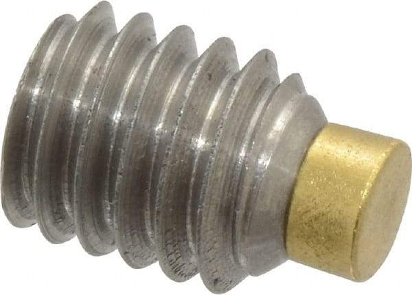 Made in USA - 5/16-18 UNC, 3/8" Length of Thread, Soft Tip Point Set Screw - Grade 18-8 Stainless Steel - Exact Industrial Supply