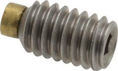 Made in USA - 5/16-18 UNC, 1/2" Length of Thread, Soft Tip Point Set Screw - Grade 18-8 Stainless Steel - Exact Industrial Supply