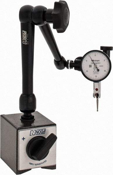 Mitutoyo - 0.0005" Graduation, 0-15-0 Dial Reading, Indicator & Base Kit - 0.0005 Inch Graduation, Includes Standard Magnetic Base, Test Indicator - Exact Industrial Supply