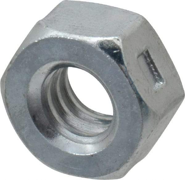 Value Collection - 1/4-20 UNC Grade 2 Two Way Lock Nut with Distorted Thread - 7/16" Width Across Flats, 7/32" High, Zinc-Plated Finish - Exact Industrial Supply