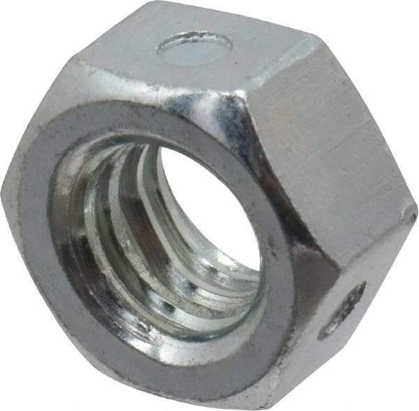 Value Collection - 5/16-18 UNC Grade 2 Two Way Lock Nut with Distorted Thread - 1/2" Width Across Flats, 17/64" High, Zinc-Plated Finish - Exact Industrial Supply