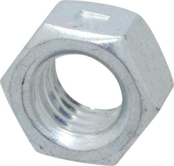 Value Collection - 3/8-16 UNC Grade 2 Two Way Lock Nut with Distorted Thread - 9/16" Width Across Flats, 21/64" High, Zinc-Plated Finish - Exact Industrial Supply