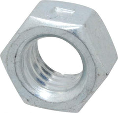 Value Collection - 3/8-16 UNC Grade 2 Two Way Lock Nut with Distorted Thread - 9/16" Width Across Flats, 21/64" High, Zinc-Plated Finish - Exact Industrial Supply