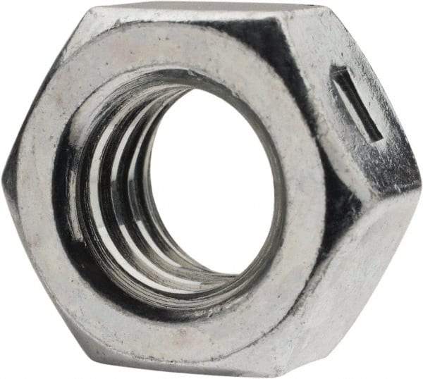 Value Collection - 7/16-14 UNC Grade 2 Two Way Lock Nut with Distorted Thread - 11/16" Width Across Flats, 3/8" High, Zinc-Plated Finish - Exact Industrial Supply