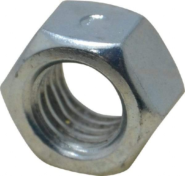 Value Collection - 1/2-13 UNC Grade 2 Two Way Lock Nut with Distorted Thread - 3/4" Width Across Flats, 7/16" High, Zinc-Plated Finish - Exact Industrial Supply