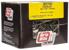 Value Collection - 4D, 15 Gauge, 1-1/2" OAL Finishing Nails - Smooth Shank, Grade 2 Steel, Bright Finish - Exact Industrial Supply
