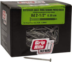 Value Collection - 8D, 11 Gauge, 2-1/2" OAL Decking Nails - Ring Shank, Grade 2 Steel, Galvanized Finish - Exact Industrial Supply