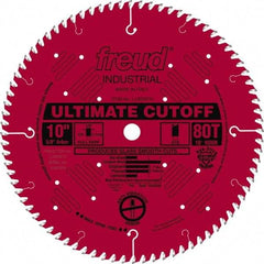 Freud - 10" Diam, 5/8" Arbor Hole Diam, 80 Tooth Wet & Dry Cut Saw Blade - Carbide-Tipped, Standard Round Arbor - Exact Industrial Supply