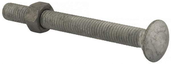 Value Collection - 1/2-13 UNC 5" Length Under Head, Standard Square Neck, Carriage Bolt - 1006-1050 Steel, Galvanized Zinc-Plated Finish - Exact Industrial Supply