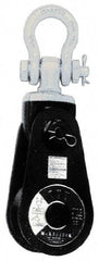 Value Collection - 8, 800 Lbs. Load Limit, Side Release Snatch Block - Single Sheave, 4-1/2 Inch Outside Diameter, Wire Rope, 3/8 Inch, 1/2 Inch Diameters, Steel, Painted Finish - Exact Industrial Supply