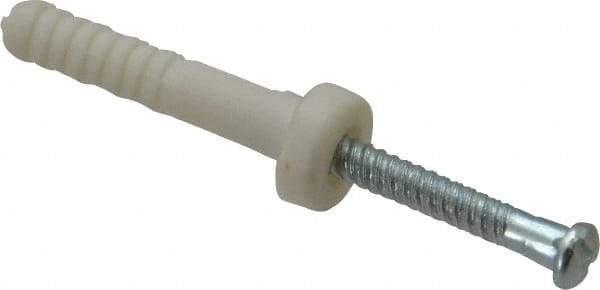 Value Collection - 3/16" Diam, 3/16" Drill, 1" OAL, 2" Min Embedment Hammer Drive Concrete Anchor - Nylon, Zinc-Plated Finish, Round Head - Exact Industrial Supply