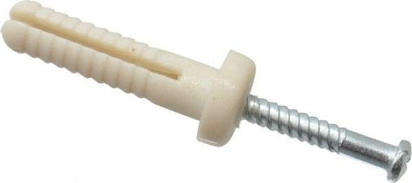 Value Collection - 1/4" Diam, 1/4" Drill, 1" OAL, 2-1/2" Min Embedment Hammer Drive Concrete Anchor - Nylon, Zinc-Plated Finish, Round Head - Exact Industrial Supply