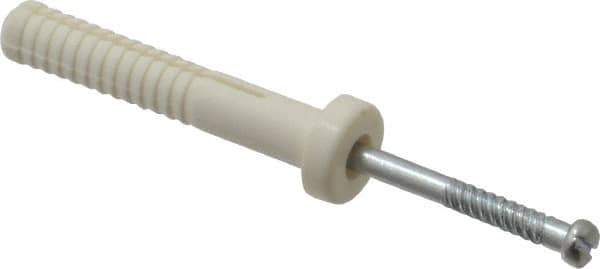 Value Collection - 1/4" Diam, 1/4" Drill, 1-1/2" OAL, Hammer Drive Concrete Anchor - Nylon, Zinc-Plated Finish, Round Head - Exact Industrial Supply