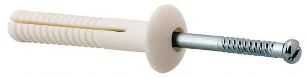 Value Collection - 1/4" Diam, 1/4" Drill, 1-1/2" OAL, 2-1/2" Min Embedment Hammer Drive Concrete Anchor - Nylon, Zinc-Plated Finish, Mushroom Head - Exact Industrial Supply