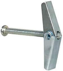 Value Collection - 3/16" Screw, 3/16" Diam, 2" Long, Toggle Bolt Drywall & Hollow Wall Anchor - 3/16" Drill, Zinc Plated, Steel, Use in Concrete, & Masonry, Hollow Tile, Plaster & Wallboard - Exact Industrial Supply